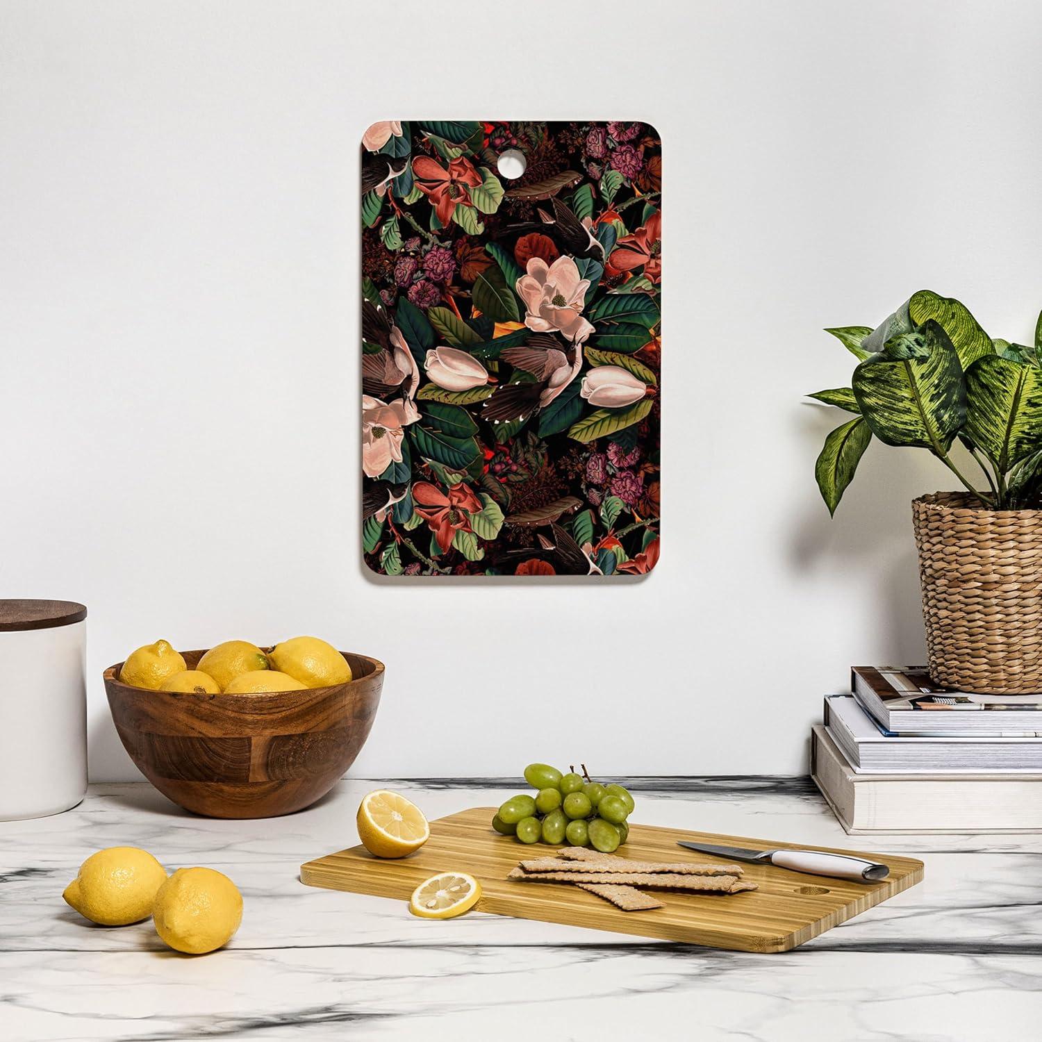 imageSSociety6 Bamboo Cutting Board Kitchen Decor by Burcu Korkmazyurek Unique Cutting Boards for Kitchen 16 x 105 x 05 Summer Botanical Garden IXFloral And Birds XII