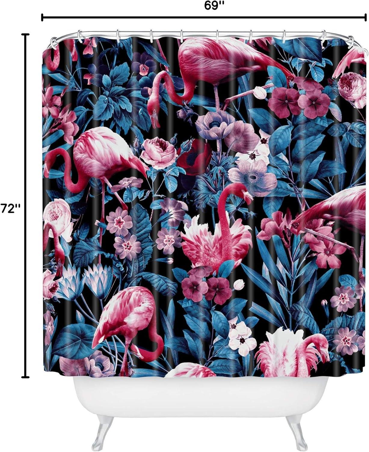 imageSociety6 Shower Curtain Bathroom Decor by Burcu Korkmazyurek Extra Long Fabric Shower Curtains for Bathroom 71 x 74 Floral and Birds IIIFloral and Flamingo VIII