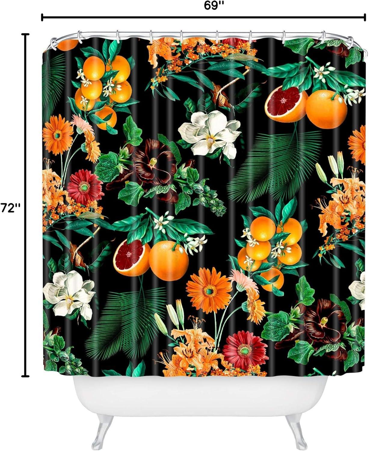 imageSociety6 Shower Curtain Bathroom Decor by Burcu Korkmazyurek Extra Long Fabric Shower Curtains for Bathroom 71 x 74 Floral and Birds IIIFruit and Floral Pattern