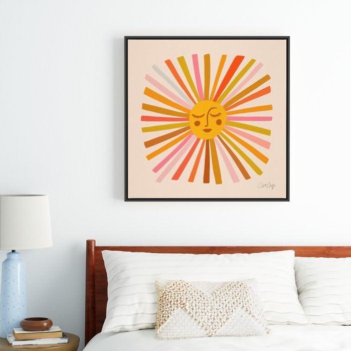 imageSociety6 Sunshine Retro Ochre Palette Canvas Print Modern Wall Art by Cat Coquillette Framed Canvas GalleryQuality Canvas with FadeResistant Ink 10 X 10 WhiteBlack