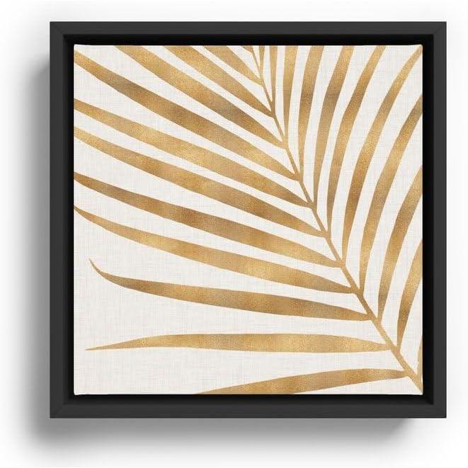 imageSociety6 Metallic Gold Palm Leaf Canvas Print  Modern Wall Art by Modern Tropical  Framed Canvas GalleryQuality Canvas with FadeResistant Ink 10 X 10 WalnutBlack