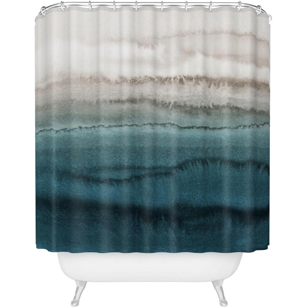 imageSociety6 Shower Curtain  Bathroom Decor by Monika Strigel  Extra Long Fabric Shower Curtains for Bathroom 71 x 74 Within The Tides  Crashing Waves TealWithin the Tides  Crashing Waves Teal