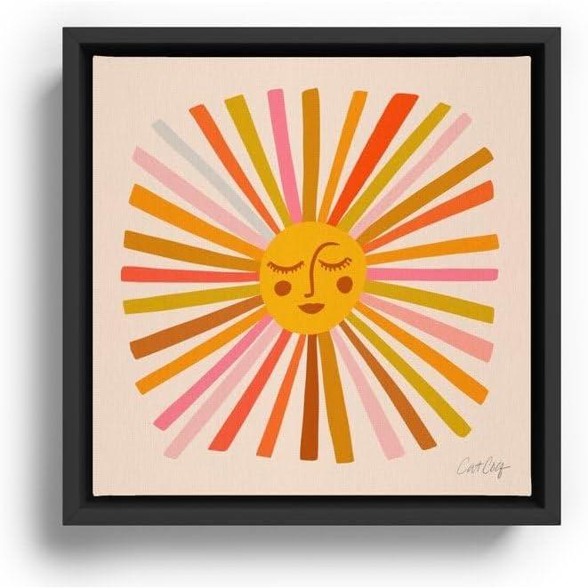 imageSociety6 Sunshine Retro Ochre Palette Canvas Print Modern Wall Art by Cat Coquillette Framed Canvas GalleryQuality Canvas with FadeResistant Ink 10 X 10 WhiteBlack