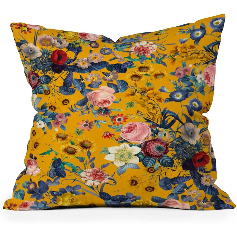 imageSociety6 Throw Pillows with Pillow Insert  Home Decor by Burcu Korkmazyurek  Decorative Accent Pillows for Couch or Bed 16 x 16 Summer Botanical Garden VIIISummer Botanical Garden IX