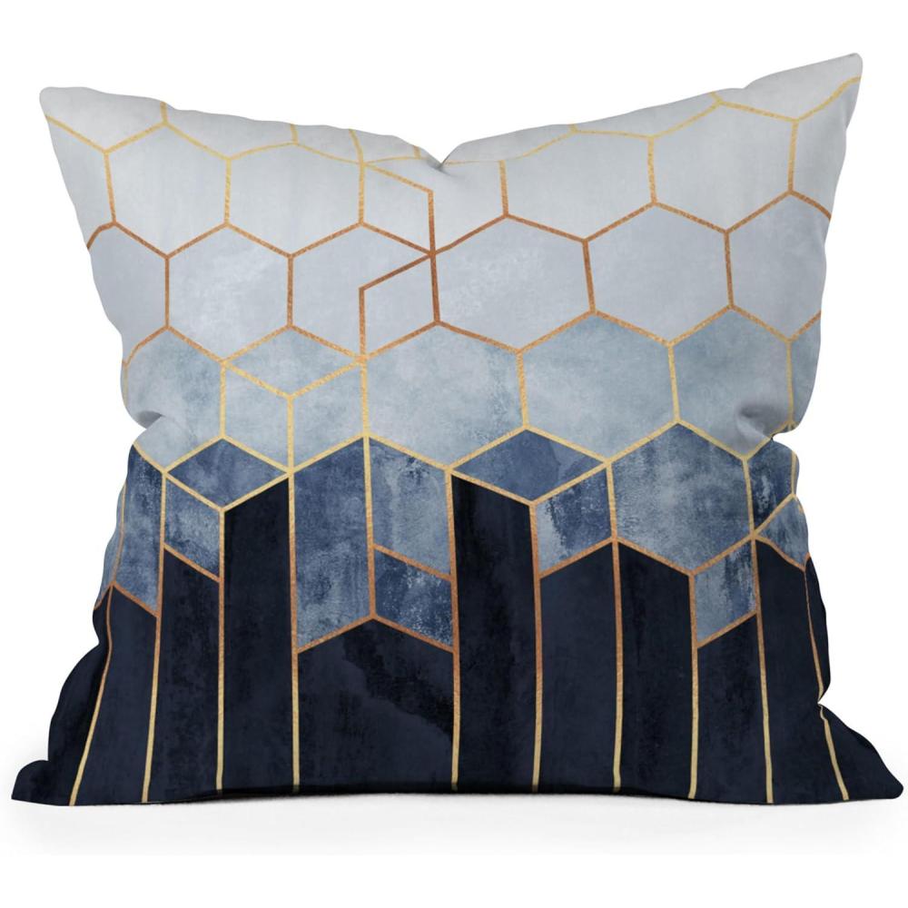 imageSociety6 Throw Pillows with Pillow Insert  Home Decor by Elisabeth Fredriksson  Decorative Accent Pillows for Couch or Bed 16 x 16 Soft Blue HexagonsSoft Blue Hexagons
