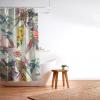 Society6 Shower Curtain – Bathroom Decor by Burcu Korkmazyurek – Extra Long Fabric Shower Curtains for Bathroom, 71″ x 74″, Exotic Garden-Night XXXI(Floral and Birds Viii)