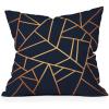 Society6 Throw Pillows with Pillow Insert – Home Decor by Elisabeth Fredriksson – Decorative Accent Pillows for Couch or Bed, 16” x 16”, Soft Blue Hexagons(Copper and Midnight Navy Geo)