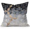 Society6 Throw Pillows with Pillow Insert – Home Decor by Elisabeth Fredriksson – Decorative Accent Pillows for Couch or Bed, 16” x 16”, Soft Blue Hexagons(Soft Blue Gradient Cubes 2)
