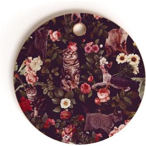SSociety6 Bamboo Cutting Board- Kitchen Decor by Burcu Korkmazyurek – Unique Cutting Boards for Kitchen, 16″ x 10.5″ x 0.5″, Summer Botanical Garden IX(Cat And Floral Pattern II)