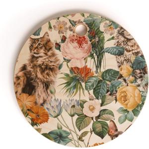 SSociety6 Bamboo Cutting Board- Kitchen Decor by Burcu Korkmazyurek – Unique Cutting Boards for Kitchen, 16″ x 10.5″ x 0.5″, Summer Botanical Garden IX(Cat And Floral Pattern III)