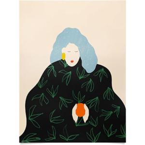 Society6 Calm Woman Poster Wall Art – Wall Decor by Sandra Poliakov – Smooth Gloss Paper, 18″ x 24″(Tangerine)