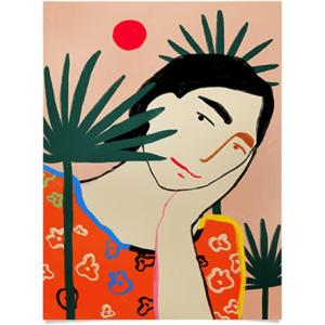 Society6 Calm Woman Poster Wall Art – Wall Decor by Sandra Poliakov – Smooth Gloss Paper, 18″ x 24″(Vacation Mood)