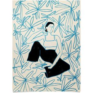 Society6 Calm Woman Poster Wall Art – Wall Decor by Sandra Poliakov – Smooth Gloss Paper, 18″ x 24″(Woman in a Field of Flowers)