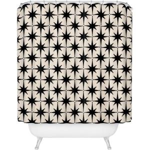 Society6 Shower Curtain – Bathroom Decor by Burcu Korkmazyurek – Extra Long Fabric Shower Curtains for Bathroom, 71″ x 74″, Exotic Garden-Night XXXI(Starburst Pattern)