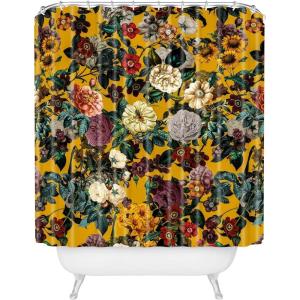Society6 Shower Curtain – Bathroom Decor by Burcu Korkmazyurek – Extra Long Fabric Shower Curtains for Bathroom, 71″ x 74″, Floral and Birds III(Exotic Garden V)