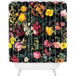 Society6 Shower Curtain – Bathroom Decor by Burcu Korkmazyurek – Extra Long Fabric Shower Curtains for Bathroom, 71″ x 74″, Floral and Birds III(Floral and Birds Pattern)
