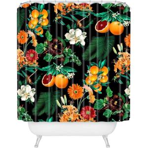 Society6 Shower Curtain – Bathroom Decor by Burcu Korkmazyurek – Extra Long Fabric Shower Curtains for Bathroom, 71″ x 74″, Floral and Birds III(Fruit and Floral Pattern)