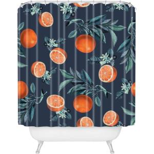 Society6 Shower Curtain – Bathroom Decor by Burcu Korkmazyurek – Extra Long Fabric Shower Curtains for Bathroom, 71″ x 74″, Floral and Birds III(Lemon and Leaf Pattern VI)