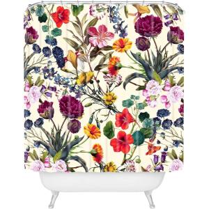 Society6 Shower Curtain – Bathroom Decor by Burcu Korkmazyurek – Extra Long Fabric Shower Curtains for Bathroom, 71″ x 74″, Floral and Birds III(Magical Garden V)