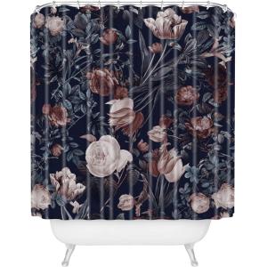 Society6 Shower Curtain – Bathroom Decor by Burcu Korkmazyurek – Extra Long Fabric Shower Curtains for Bathroom, 71″ x 74″, Floral and Birds III(Night Forest XXV)