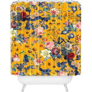 Society6 Shower Curtain – Bathroom Decor by Burcu Korkmazyurek – Extra Long Fabric Shower Curtains for Bathroom, 71″ x 74″, Floral and Birds III(Summer Botanical Garden IX)