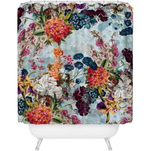 Society6 Shower Curtain – Bathroom Decor by Burcu Korkmazyurek – Extra Long Fabric Shower Curtains for Bathroom, 71″ x 74″, Floral and Birds III(Summer Botanical Garden VIII)