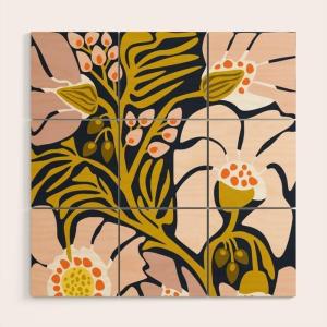 Society6 These Flowers Always Fit – Floral Illustration by Annick-Wood Wall Art (3′ x 3′)(Wood)