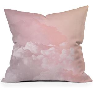 Society6 Throw Pillow with Insert – Home Decor by Monika Strigel – Decorative Accent Pillows for Couch or Bed, 20” x 20”, Dramaqueen – Indigo Marble(Cotton Candy Pastel Clouds)