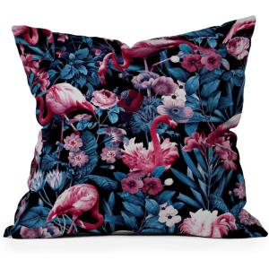 Society6 Throw Pillows with Pillow Insert – Home Decor by Burcu Korkmazyurek – Decorative Accent Pillows for Couch or Bed, 16” x 16”, Summer Botanical Garden VIII(Floral and Flamingo VIII)