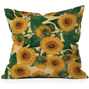 Society6 Throw Pillows with Pillow Insert – Home Decor by Burcu Korkmazyurek – Decorative Accent Pillows for Couch or Bed, 16” x 16”, Summer Botanical Garden VIII(Helianthus Annuus)