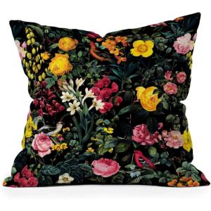 Society6 Throw Pillows with Pillow Insert – Home Decor by Burcu Korkmazyurek – Decorative Accent Pillows for Couch or Bed, 16” x 16”, Summer Botanical Garden VIII(Floral and Birds Pattern)
