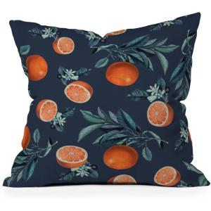 Society6 Throw Pillows with Pillow Insert – Home Decor by Burcu Korkmazyurek – Decorative Accent Pillows for Couch or Bed, 16” x 16”, Summer Botanical Garden VIII(Lemon and Leaf Pattern VI)