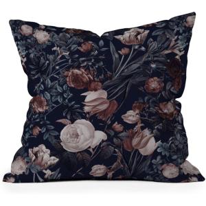 Society6 Throw Pillows with Pillow Insert – Home Decor by Burcu Korkmazyurek – Decorative Accent Pillows for Couch or Bed, 16” x 16”, Summer Botanical Garden VIII(Night Forest XXV)