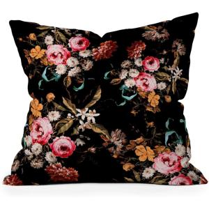 Society6 Throw Pillows with Pillow Insert – Home Decor by Burcu Korkmazyurek – Decorative Accent Pillows for Couch or Bed, 16” x 16”, Summer Botanical Garden VIII(Midnight Garden IV)