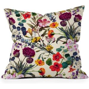 Society6 Throw Pillows with Pillow Insert – Home Decor by Burcu Korkmazyurek – Decorative Accent Pillows for Couch or Bed, 16” x 16”, Summer Botanical Garden VIII(Magical Garden V)