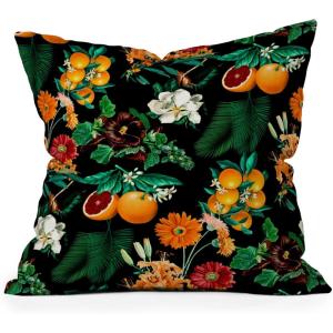 Society6 Throw Pillows with Pillow Insert – Home Decor by Burcu Korkmazyurek – Decorative Accent Pillows for Couch or Bed, 16” x 16”, Summer Botanical Garden VIII(Fruit and Floral Pattern)