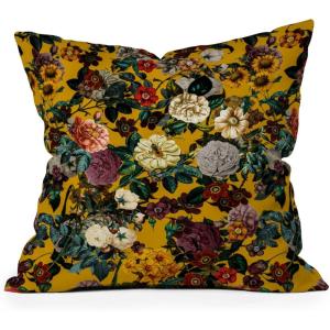 Society6 Throw Pillows with Pillow Insert – Home Decor by Burcu Korkmazyurek – Decorative Accent Pillows for Couch or Bed, 18” x 18”, Exotic Garden-Night XXI(Exotic Garden V)