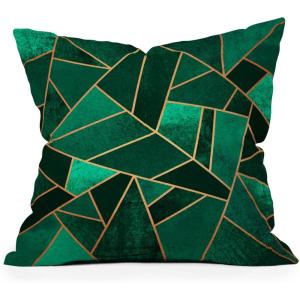 Society6 Throw Pillows with Pillow Insert – Home Decor by Elisabeth Fredriksson – Decorative Accent Pillows for Couch or Bed, 16” x 16”, Soft Blue Hexagons(Emerald and Copper)