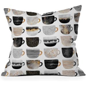 Society6 Throw Pillows with Pillow Insert – Home Decor by Elisabeth Fredriksson – Decorative Accent Pillows for Couch or Bed, 16” x 16”, Soft Blue Hexagons(Pretty Coffee Cups 3)