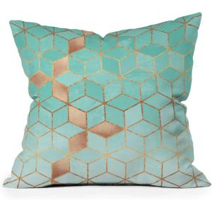 Society6 Throw Pillows with Pillow Insert – Home Decor by Elisabeth Fredriksson – Decorative Accent Pillows for Couch or Bed, 16” x 16”, Soft Blue Hexagons(Soft Gradient Aquamarine)