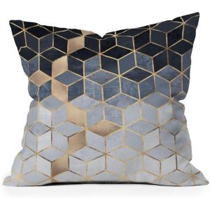 Society6 Throw Pillows with Pillow Insert – Home Decor by Elisabeth Fredriksson – Decorative Accent Pillows for Couch or Bed, 16” x 16”, Soft Blue Hexagons(Soft Blue Gradient Cubes 2)