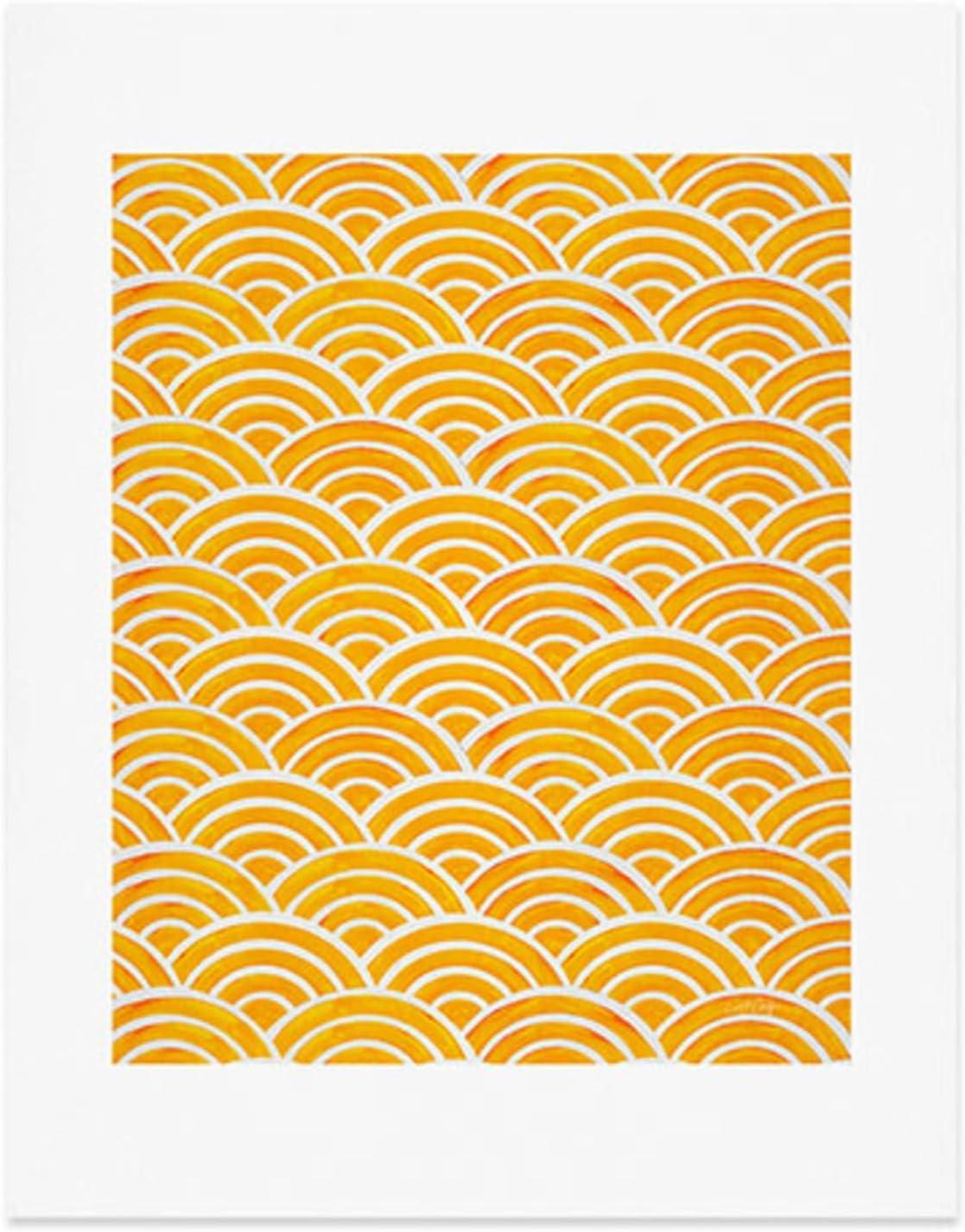 imageSociety6 Herringbone Coral Art Print Wall Decor by Cat Coquillette Custom Trimmed Modern Wall Art Prints for Framing 8 x 10Japanese Seigaiha Marigold