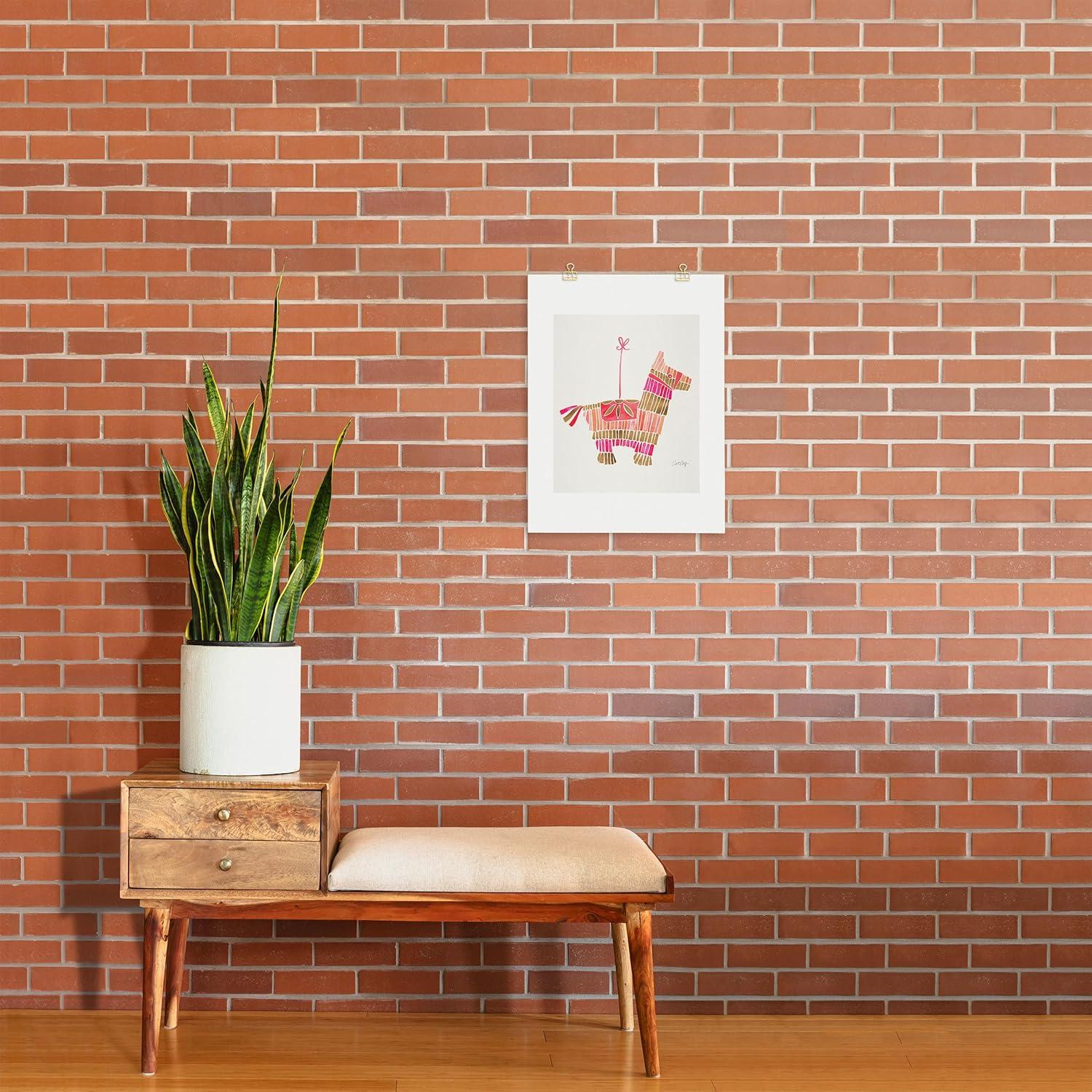 imageSociety6 Herringbone Coral Art Print Wall Decor by Cat Coquillette Custom Trimmed Modern Wall Art Prints for Framing 8 x 10Pinata Pink and Rose Gold