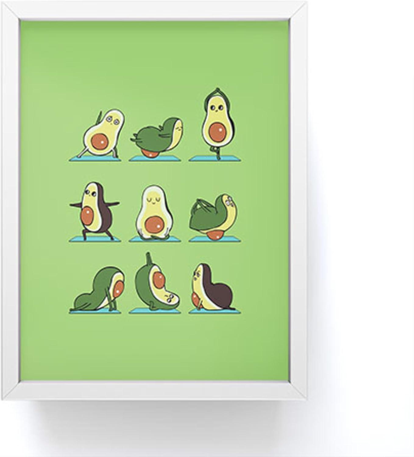 imageSociety6 Husky Yoga Framed Mini Art Print Wall Decor by Huebucket Framed SmallScale Work of Art with GalleryQuality Ink 3 x 4 White FrameAvocado Yoga