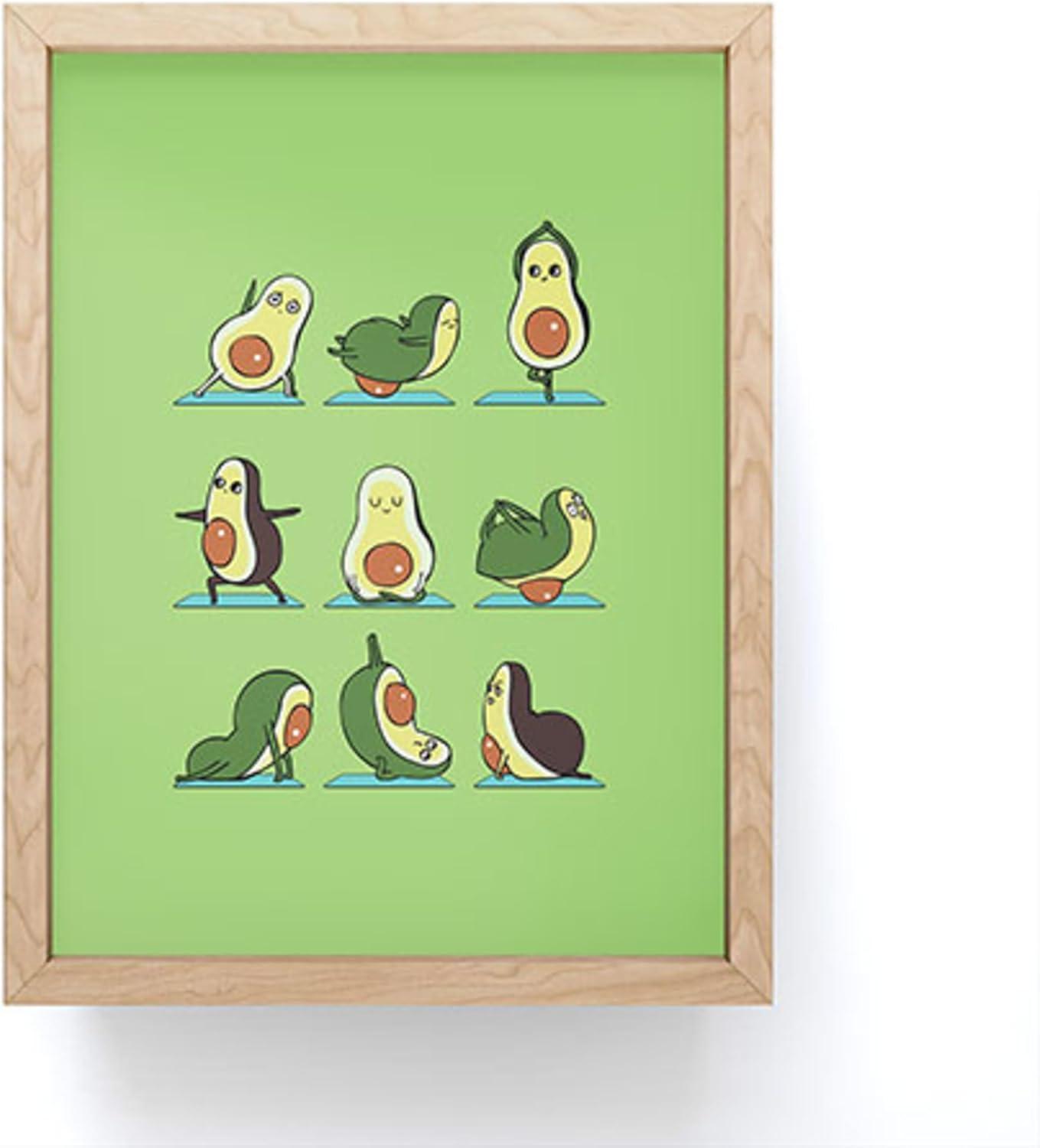 imageSociety6 Husky Yoga Framed Mini Art Print Wall Decor by Huebucket Framed SmallScale Work of Art with GalleryQuality Ink 3 x 4 White FrameAvocado Yoga