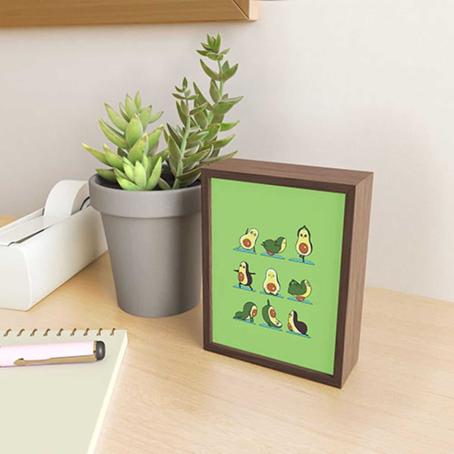 imageSociety6 Husky Yoga Framed Mini Art Print Wall Decor by Huebucket Framed SmallScale Work of Art with GalleryQuality Ink 3 x 4 White FrameAvocado Yoga