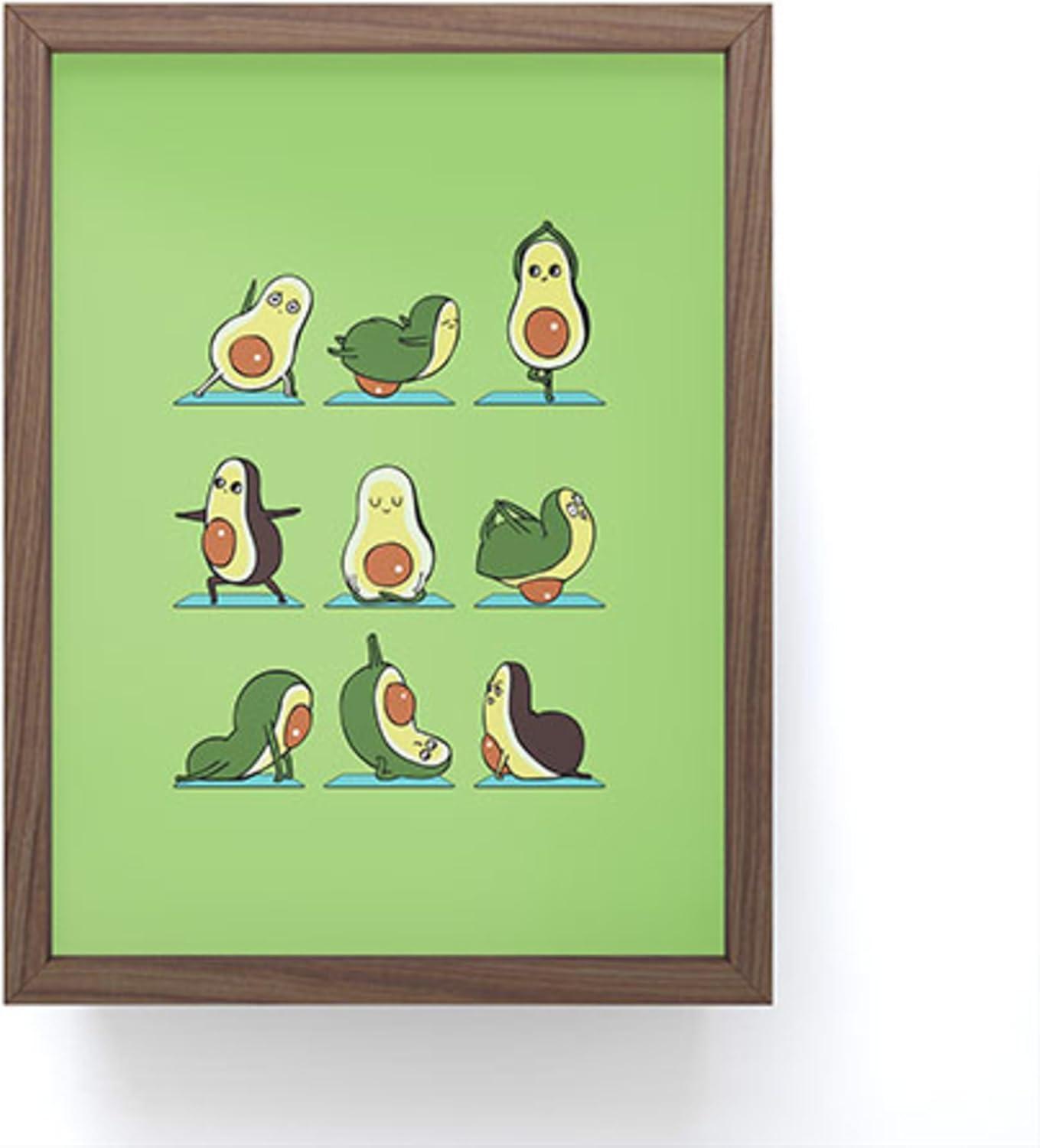 imageSociety6 Husky Yoga Framed Mini Art Print Wall Decor by Huebucket Framed SmallScale Work of Art with GalleryQuality Ink 3 x 4 White FrameAvocado Yoga