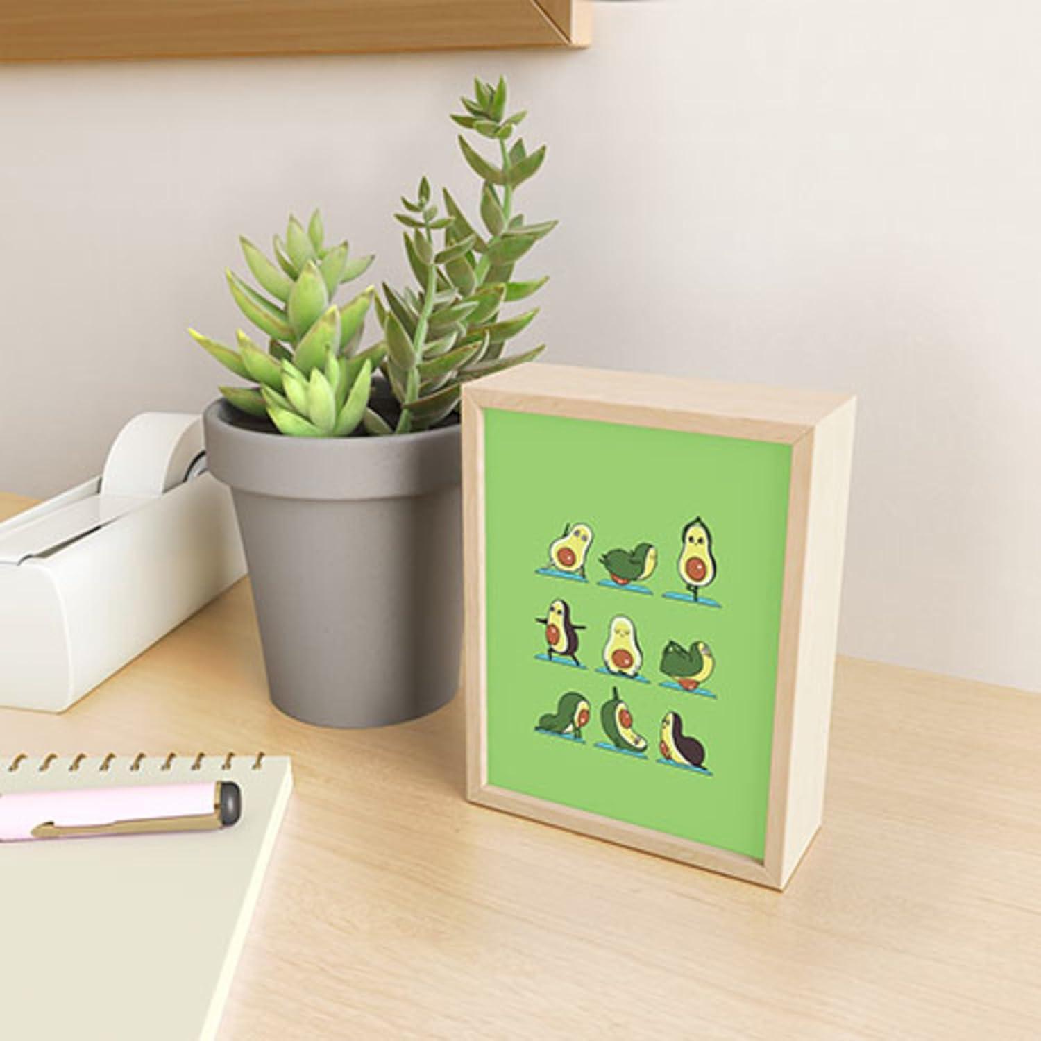 imageSociety6 Husky Yoga Framed Mini Art Print Wall Decor by Huebucket Framed SmallScale Work of Art with GalleryQuality Ink 3 x 4 White FrameAvocado Yoga