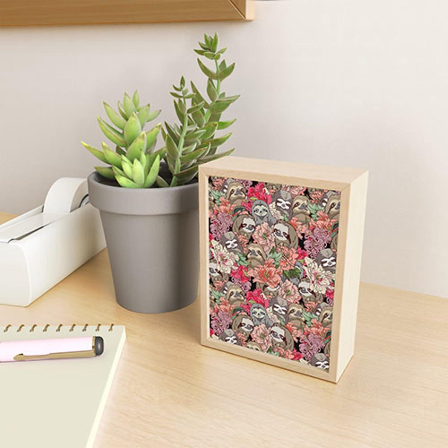 imageSociety6 Husky Yoga Framed Mini Art Print Wall Decor by Huebucket Framed SmallScale Work of Art with GalleryQuality Ink 3 x 4 White FrameBecause Sloths