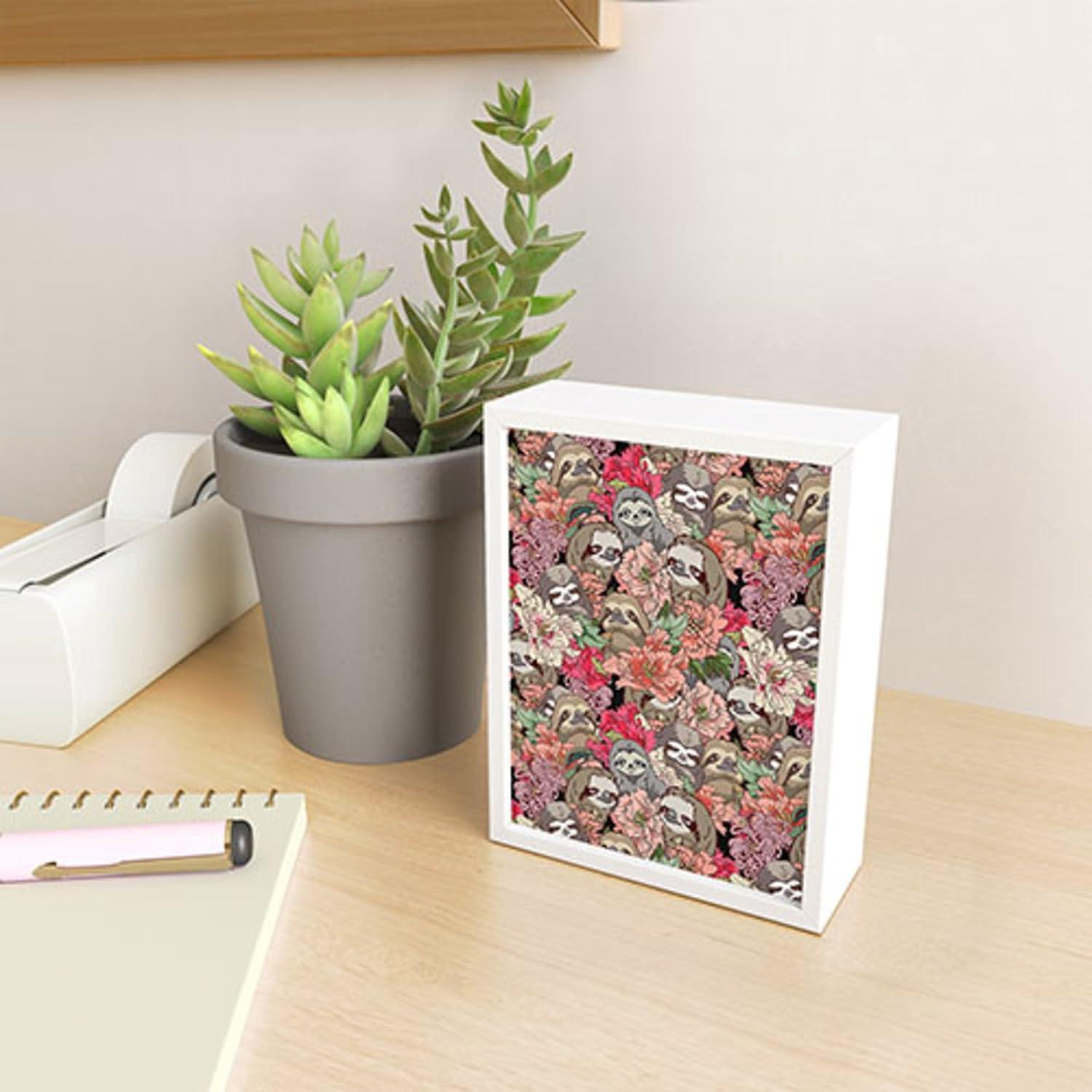 imageSociety6 Husky Yoga Framed Mini Art Print Wall Decor by Huebucket Framed SmallScale Work of Art with GalleryQuality Ink 3 x 4 White FrameBecause Sloths